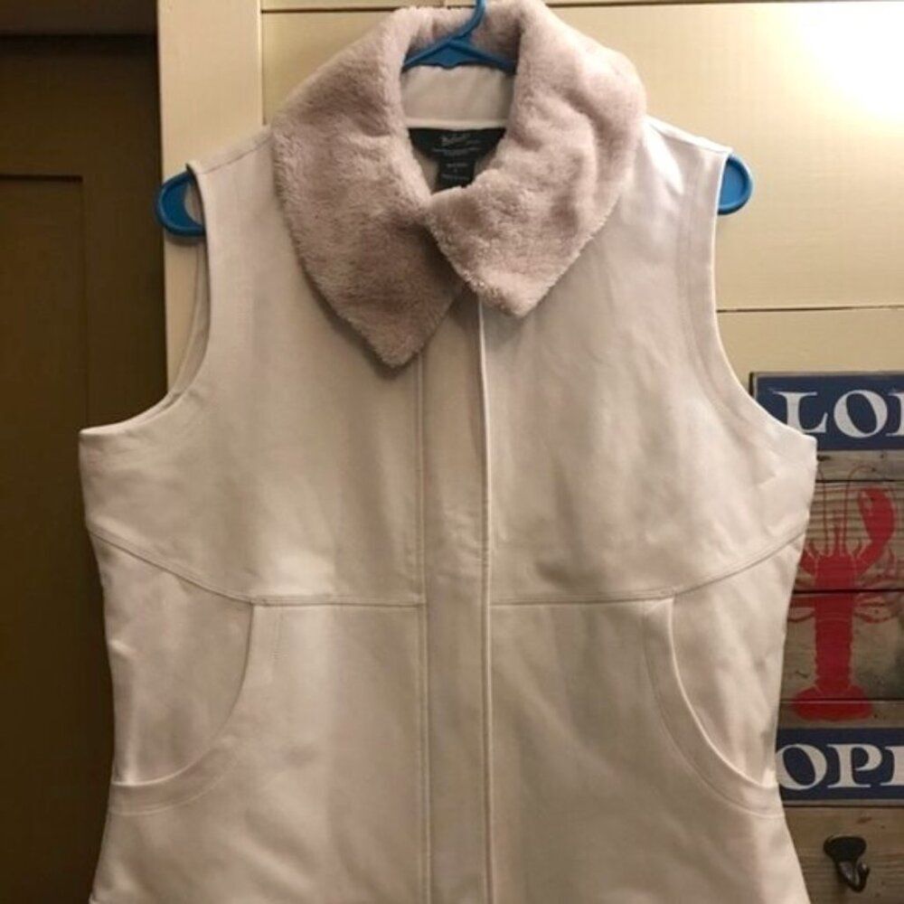 Woolrich Winter White Cream Vest with Fur Collar Collar L - Picture 2 of 12